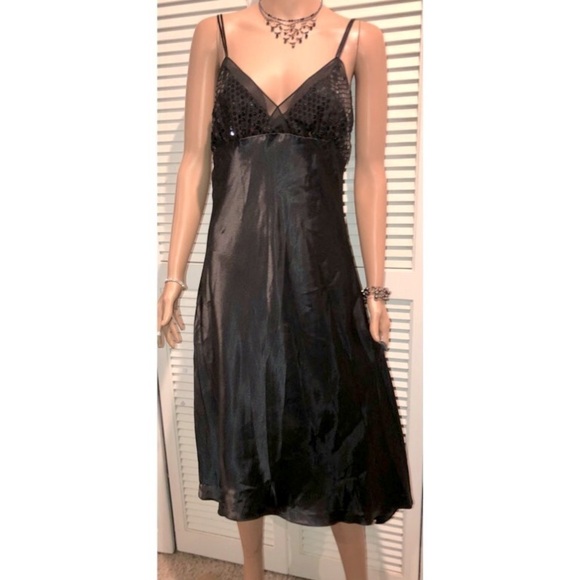 Enchanting Vintage Black nightgown with sequins slip dress Medium - Picture 1 of 11